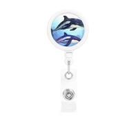 Retractable Badge Holder Heavy Duty Carabiner Badge Reel with Clip Orca Killer Whale ID Badge Holder Name Card Holder ID Card Holders Keychain Badge Reels for Nurse Doctor Office Worker