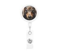 Retractable Badge Holder Heavy Duty Carabiner Badge Reel with Clip Pad Dachshund ID Badge Holder Name Card Holder ID Card Holders Keychain Badge Reels for Nurse Doctor Office Worker