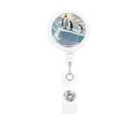 Retractable Badge Holder Heavy Duty Carabiner Badge Reel with Clip Penguins On The Iceberg ID Badge Holder Name Card Holder ID Card Holders Keychain Badge Reels for Nurse Doctor Office Worker