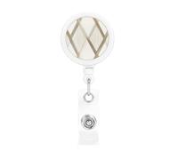 Retractable Badge Holder Heavy Duty Carabiner Badge Reel with Clip Profile Geometric Ivory Gold ID Badge Holder Name Card Holder ID Card Holders Keychain Badge Reels for Nurse Doctor Office Worker