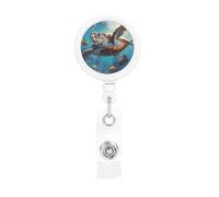 Retractable Badge Holder Heavy Duty Carabiner Badge Reel with Clip Sea Turtle Dolphin Fish ID Badge Holder Name Card Holder ID Card Holders Keychain Badge Reels for Nurse Doctor Office Worker
