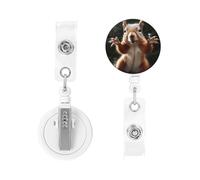 Retractable Badge Holder Heavy Duty Carabiner Badge Reel with Clip Squirrel Funny Animal ID Badge Holder Name Card Holder ID Card Holders Keychain Badge Reels for Nurse Doctor Office Worker