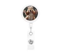 Retractable Badge Holder Heavy Duty Carabiner Badge Reel with Clip Squirrel Funny Animal ID Badge Holder Name Card Holder ID Card Holders Keychain Badge Reels for Nurse Doctor Office Worker