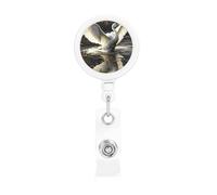 Retractable Badge Holder Heavy Duty Carabiner Badge Reel with Clip Swans Flying in The Water ID Badge Holder Name Card Holder ID Card Holders Keychain Badge Reels for Nurse Doctor Office Worker