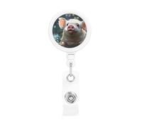 Retractable Badge Holder Heavy Duty Carabiner Badge Reel with Clip Swimming Pig ID Badge Holder Name Card Holder ID Card Holders Keychain Badge Reels for Nurse Doctor Office Worker