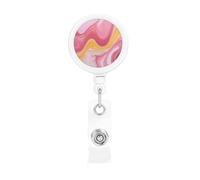 Retractable Badge Holder Heavy Duty Carabiner Badge Reel with Clip Yellow Marble ID Badge Holder Name Card Holder ID Card Holders Keychain Badge Reels for Nurse Doctor Office Worker
