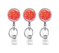 Retractable Badge Holder, Lightweight Plastic Badge Reel Retractable Card Holder with Key Ring Backing Belt Clip for Nurse,Volunteer,Teacher,Student,Office (3 Pack Pink-UK)