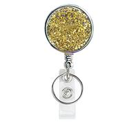 Retractable Badge Holder, Lightweight Plastic Badge Reel Retractable Card Holder with Key Ring Backing Belt Clip for Nurse,Volunteer,Teacher,Student,Office (1 Pack Golden)