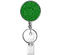 Retractable Badge Holder, Lightweight Plastic Badge Reel Retractable Card Holder with Key Ring Backing Belt Clip for Nurse,Volunteer,Teacher,Student,Office (1 Pack Green-UK)