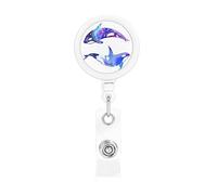 Retractable Badge Holder Orca Killer Whale Printed Badge Reel Name Card Holder Id Card Holder Badge Clip for Office Doctor Nurse