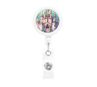 Retractable Badge Holder - Print Badge Reel with Carabiner & Belt Clip for ID and Access Cards Classical Castle