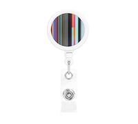 Retractable Badge Holder - Print Badge Reel with Carabiner & Belt Clip for ID and Access Cards Irregular Vertical Lines