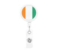 Retractable Badge Holder - Print Reel with Alligator Clip Rotatable Buckle for Office, Doctor Flag of Cote D'Ivoire