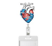 Retractable Badge Holder, Vertical Heart Design ID Name Card Holder, Retractable ID Badge Clip | For Nurse, Doctor, Teacher, Student, Assistant, Employee, Men and Men
