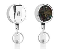 Retractable Badge Holder with 360 Swivel Alligator Clip Heavy Duty Stainless Steel Math Formula Id Badge Reel with Clear PVC Strap 24 Inch Extension Cord Name Tag Holder for Nurses Teachers