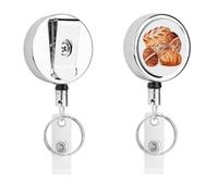 Retractable Badge Holder with 360 Swivel Alligator Clip Heavy Duty Stainless Steel Painted Bread Id Badge Reel with Clear PVC Strap 24 Inch Extension Cord Name Tag Holder for Nurses Teachers