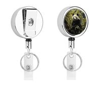 Retractable Badge Holder with 360 Swivel Alligator Clip Heavy Duty Stainless Steel Panda Tree Id Badge Reel with Clear PVC Strap 24 Inch Extension Cord Name Tag Holder for Nurses Teachers