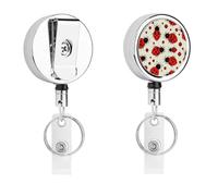 Retractable Badge Holder with 360 Swivel Alligator Clip Heavy Duty Stainless Steel Red Ladybug Id Badge Reel with Clear PVC Strap 24 Inch Extension Cord Name Tag Holder for Nurses Teachers
