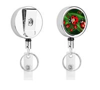 Retractable Badge Holder with 360 Swivel Alligator Clip Heavy Duty Stainless Steel Red Ladybug Id Badge Reel with Clear PVC Strap 24 Inch Extension Cord Name Tag Holder for Nurses Teachers