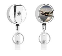 Retractable Badge Holder with 360 Swivel Alligator Clip Heavy Duty Stainless Steel World War 2 Aircraft Id Badge Reel with Clear PVC Strap 24 Inch Extension Cord Name Tag Holder for Nurses Teachers
