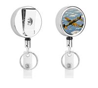 Retractable Badge Holder with 360 Swivel Alligator Clip Heavy Duty Stainless Steel World War 2 Aircraft Id Badge Reel with Clear PVC Strap 24 Inch Extension Cord Name Tag Holder for Nurses Teachers
