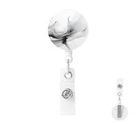 Retractable Badge Holder with Carabiner Reel Clip Heavy Duty Badge Reels Abstract Black and White Retractable ID Card Holder Name Badge Reel Clips with Key Ring for Key Name Card Holder