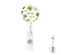 Retractable Badge Holder with Carabiner Reel Clip Heavy Duty Badge Reels Clover Retractable ID Card Holder Name Badge Reel Clips with Key Ring for Key Name Card Holder