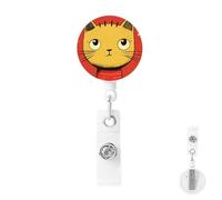 Retractable Badge Holder with Carabiner Reel Clip Heavy Duty Badge Reels Cute Cat Icon Retractable ID Card Holder Name Badge Reel Clips with Key Ring for Key Name Card Holder