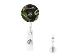 Retractable Badge Holder with Carabiner Reel Clip Heavy Duty Badge Reels Gorilla Landscape Retractable ID Card Holder Name Badge Reel Clips with Key Ring for Key Name Card Holder