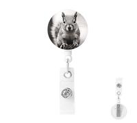 Retractable Badge Holder with Carabiner Reel Clip Heavy Duty Badge Reels Light Gray Squirrel Retractable ID Card Holder Name Badge Reel Clips with Key Ring for Key Name Card Holder