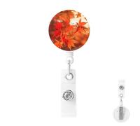 Retractable Badge Holder with Carabiner Reel Clip Heavy Duty Badge Reels Maple Leaves in The Sun Retractable ID Card Holder Name Badge Reel Clips with Key Ring for Key Name Card Holder