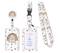 Retractable Badge Holder with Detachable, Love Rainbow Leopard