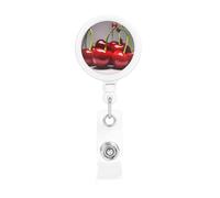 Retractable Badge Holder with Rotating Clip, Chilean Cherries Print Badge Reel,ID Card Reel for Quick Scan
