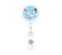 Retractable Badge Holder with Rotating Clip, Flying Seagulls Print Badge Reel,ID Card Reel for Quick Scan