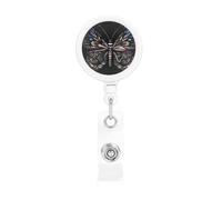 Retractable Badge Holder with Rotating Clip, Science Butterfly Print Badge Reel,ID Card Reel for Quick Scan
