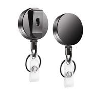 Retractable Badge Holder with Steel Cord & Belt Clip, 2 Pack Heavy Duty Retractable Keychain, ID Badge Holder Lanyard Key Ring for ID Cards, Name Tags, Office Use, Key Chains for Men