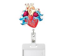 Retractable Badge Holders - Heart Pattern Vertical Nurse Card Holder, Rotating Alligator Clip with Reinforced Nylon Cord, Decorative ID Name Reel, Secure Work Tag Protector for Doctor Teacher Student