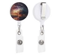 Retractable Badge Holders Heavy Duty Badge Holder with Alligator Clip Dark Clouds Under Rainbow Badge Reel ID Card Holders Name Card Keychain ID Badge Clip for Nurse Doctor Worker