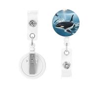 Retractable Badge Holders Heavy Duty Badge Holder with Alligator Clip Orca Killer Whale Badge Reel ID Card Holders Name Card Keychain ID Badge Clip for Nurse Doctor Worker