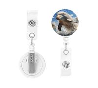 Retractable Badge Holders Heavy Duty Badge Holder with Alligator Clip There is a Dolphin Jumping Badge Reel ID Card Holders Name Card Keychain ID Badge Clip for Nurse Doctor Worker