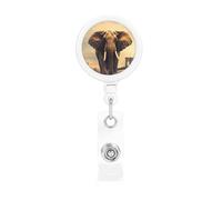 Retractable Badge Holders Heavy Duty Badge Reel with Alligator Clip Elephant On A Bridge Badge Holder ID Card Holders Name Card Keychain ID Badge Clip for Nurse Doctor Worker