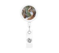 Retractable Badge Holders Heavy Duty Badge Reel with Alligator Clip Little Squirrel Badge Holder ID Card Holders Name Card Keychain ID Badge Clip for Nurse Doctor Worker