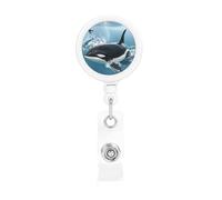 Retractable Badge Holders Heavy Duty Badge Reel with Alligator Clip Orca Killer Whale Badge Holder ID Card Holders Name Card Keychain ID Badge Clip for Nurse Doctor Worker