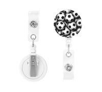 Retractable Badge Holders Heavy Duty Badge Reels Black and White Soccer Ball Pattern Badge Holder Retractable Clip ID Card Holders Key Card Work Badge Clip for Nurse Teacher Office Accessories