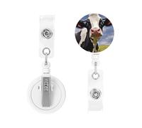 Retractable Badge Holders Heavy Duty Badge Reels Black White Cow Badge Holder Retractable Clip ID Card Holders Key Card Work Badge Clip for Nurse Teacher Office Accessories