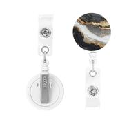 Retractable Badge Holders Heavy Duty Badge Reels Black White Gold Foil Marble Badge Holder Retractable Clip ID Card Holders Key Card Work Badge Clip for Nurse Teacher Office Accessories