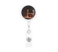 Retractable Badge Holders Heavy Duty Badge Reels Cigar and Whiskey Badge Holder Retractable Clip ID Card Holders Key Card Work Badge Clip for Nurse Teacher Office Accessories Gifts