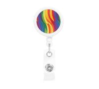 Retractable Badge Holders Heavy Duty Badge Reels Gay Pride Rainbow Pattern Badge Holder Retractable Clip ID Card Holders Key Card Work Badge Clip for Nurse Teacher Office Accessories Gifts
