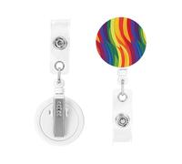 Retractable Badge Holders Heavy Duty Badge Reels Gay Pride Rainbow Pattern Badge Holder Retractable Clip ID Card Holders Key Card Work Badge Clip for Nurse Teacher Office Accessories