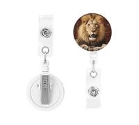 Retractable Badge Holders Heavy Duty Badge Reels Lion Sitting on Blanket Badge Holder Retractable Clip ID Card Holders Key Card Work Badge Clip for Nurse Teacher Office Accessories